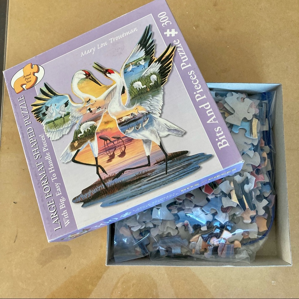 Bits and Pieces Mary Lou Troutman: Dance of the Whooping Cranes Shaped Puzzle - Picture 5 of 10